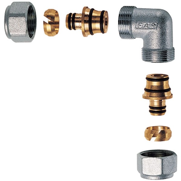 FAR Угольник FAR 1/2" с двумя концовками для м/п труб 20х2