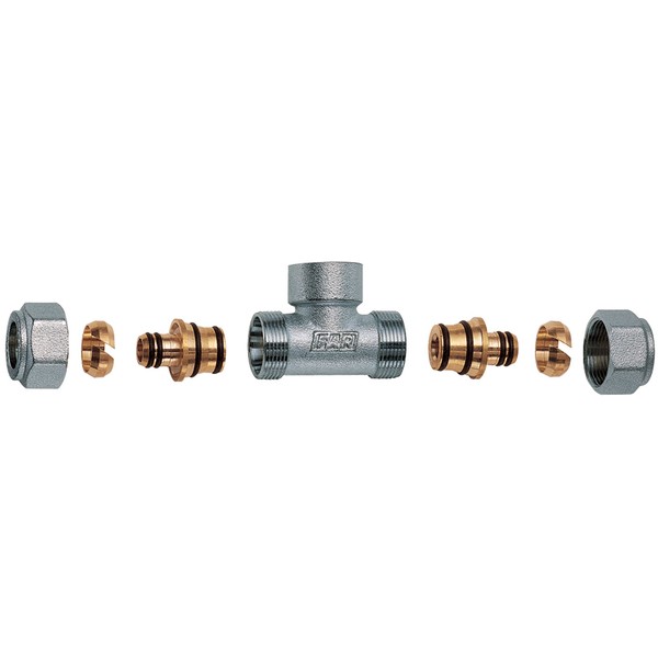 FAR Тройник FAR 1/2"(ВР) с 2 концовками для м/п труб 16х2