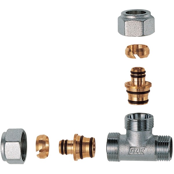 FAR Тройник FAR 1/2"(НР) с 2 концовками для м/п труб 20х2