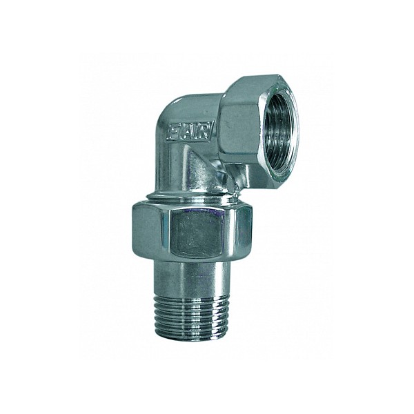 FAR Угловой трехсоставной фитинг (американка) FAR 1", серебро